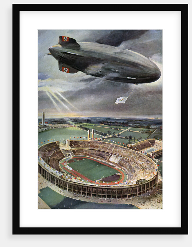 'Hindenburg' zeppelin above the Olympic Stadium, Berlin by Anonymous
