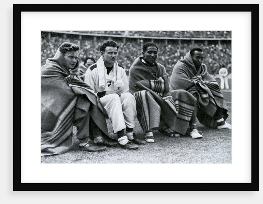 Athletes Frank Wykoff, Paul Hanni, Ralph Metcalfe and Jesse Owens, Berlin Olympics by Anonymous