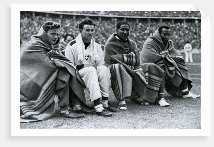 Athletes Frank Wykoff, Paul Hanni, Ralph Metcalfe and Jesse Owens, Berlin Olympics by Anonymous
