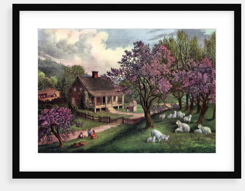 American Homestead in Spring by Currier and Ives