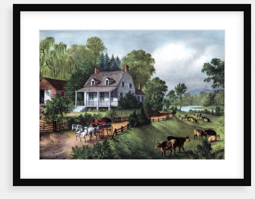 American Homestead in Summer by Currier and Ives