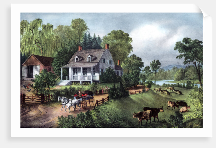 American Homestead in Summer by Currier and Ives