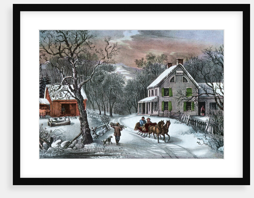 American Homestead in Winter by Currier and Ives