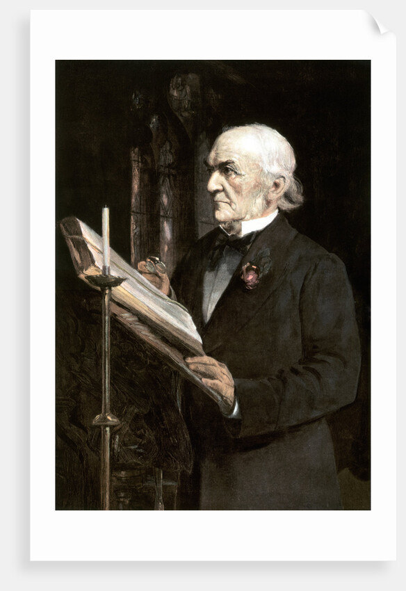 Mr Gladstone reading the lessons in Hawarden Church by Sydney Prior Hall