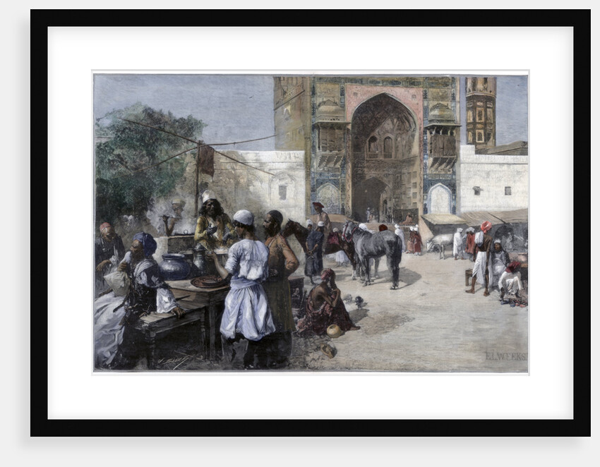 An open-air restaurant at Lahore, India by Edwin Lord Weeks