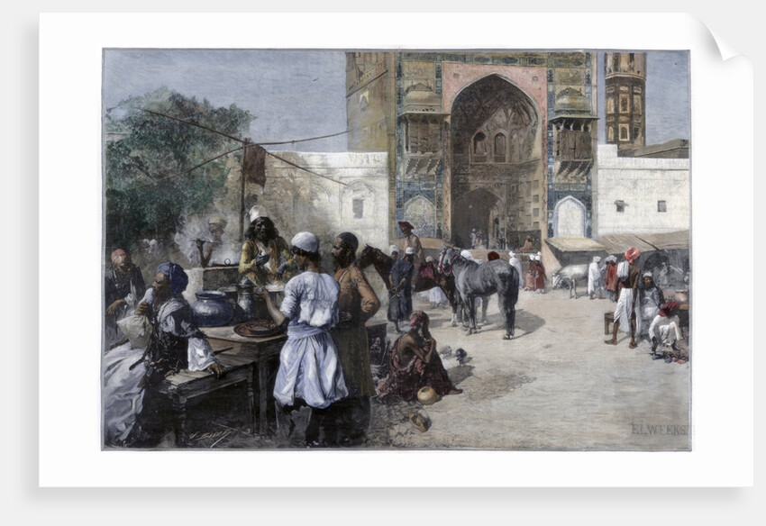 An open-air restaurant at Lahore, India by Edwin Lord Weeks