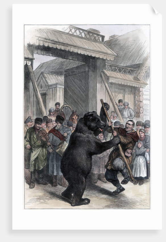Performing bear in a Russian village by Anonymous