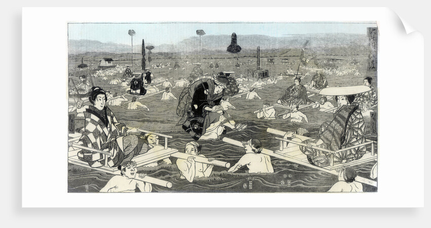 Crossing the Oho-e-ga-wa, in the province of Suraga by Anonymous