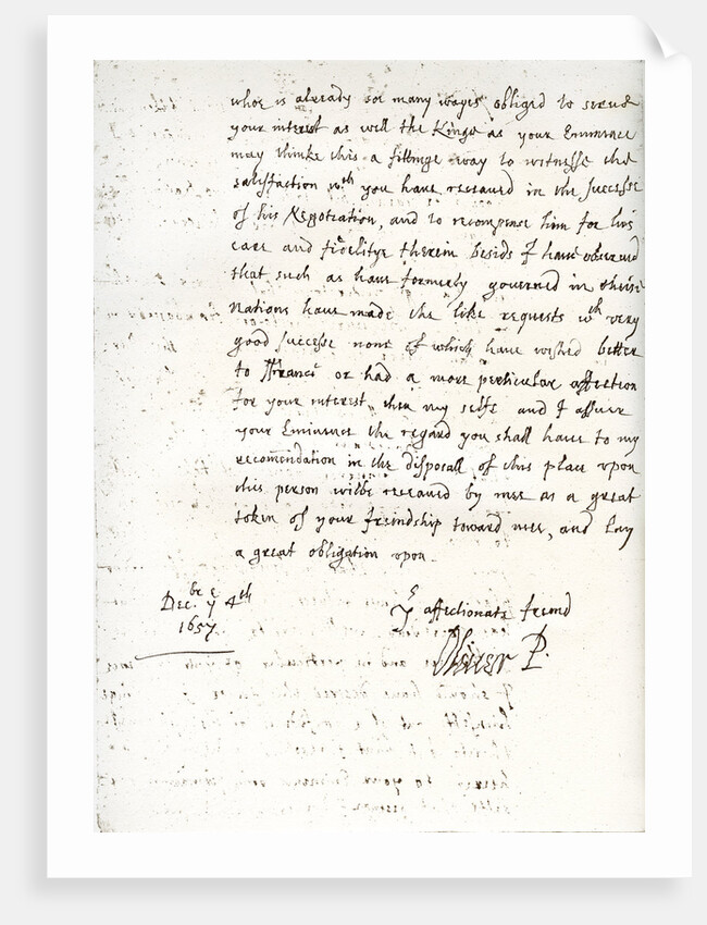 A letter by Oliver Cromwell to Cardinal Mazarin by Anonymous