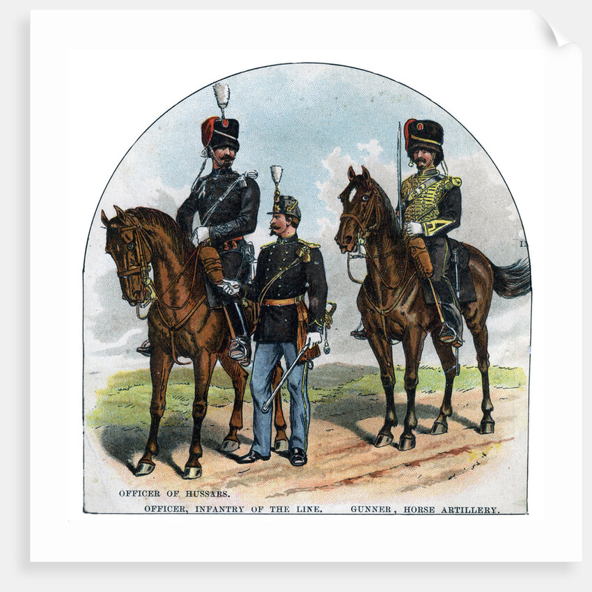 Officer of Hussars, Officer, infantry of the Line, Gunner, horse artillery by Anonymous
