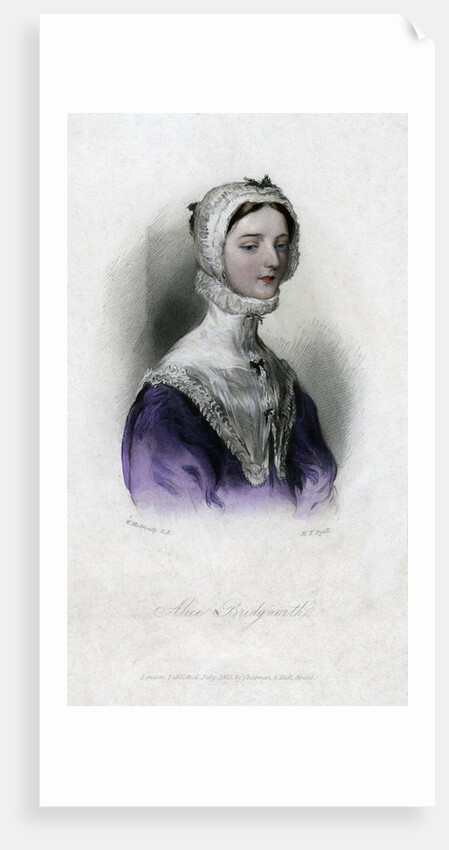 Alice Bridgenorth, a character in Walter Scott's novel Peveril of the Peak by Anonymous
