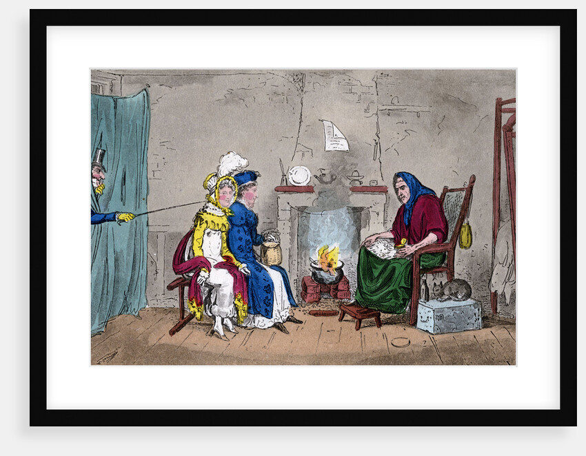 Tom and Jerry, catching Kate and Sue on the fly, having their fortunes told by Isaac Robert Cruikshank