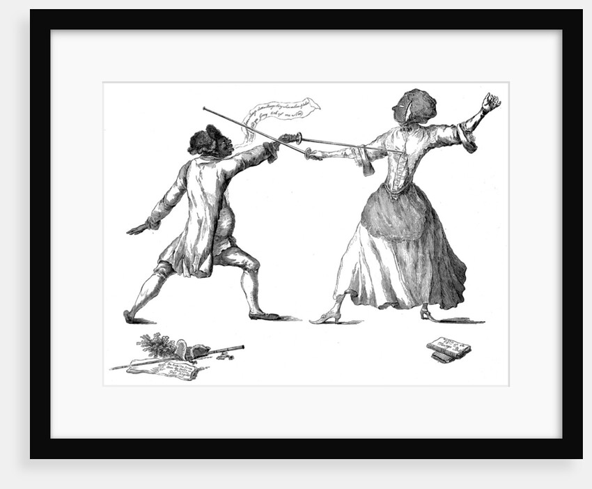 Mlle la Chevaliere d'Eon de Beaumont fencing at Carlton House, 9th April 1787 by Anonymous