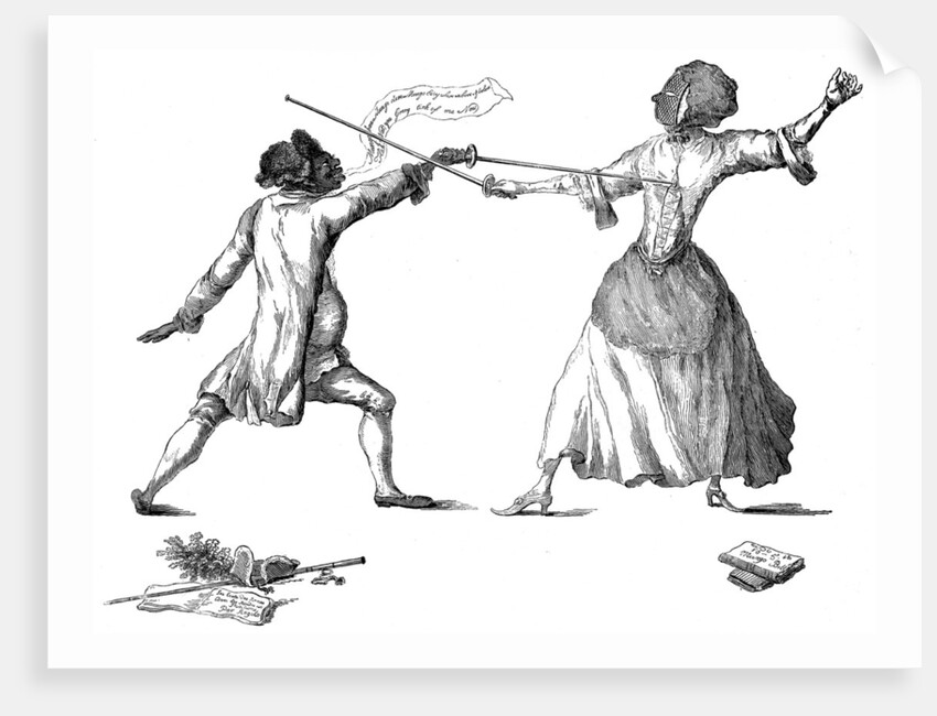 Mlle la Chevaliere d'Eon de Beaumont fencing at Carlton House, 9th April 1787 by Anonymous