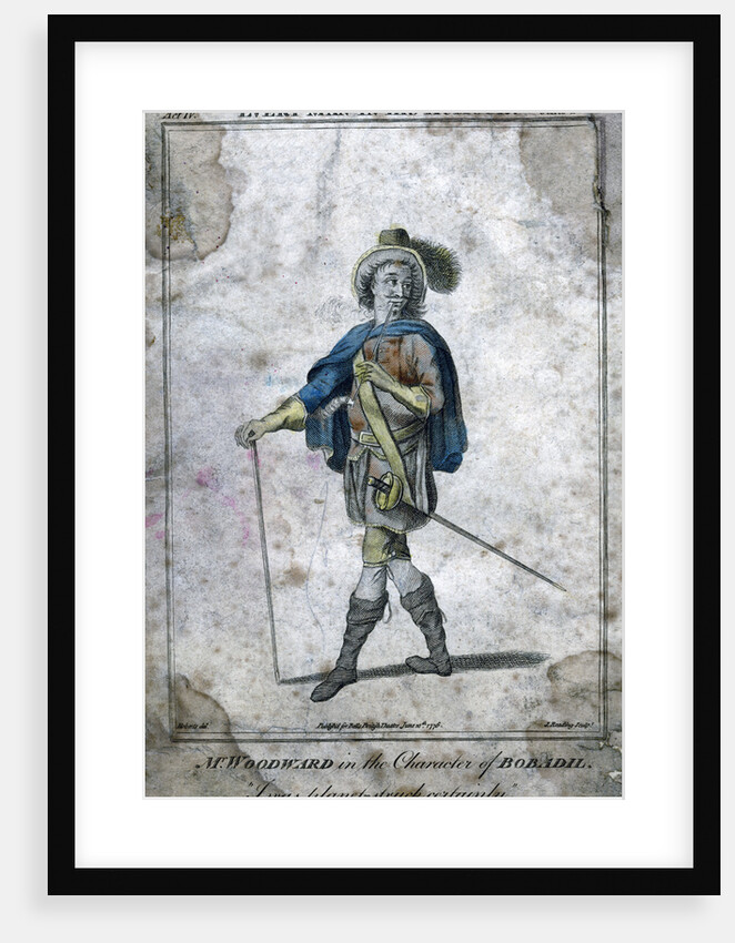 Mr Woodward in the character of Bobadil by J Reading