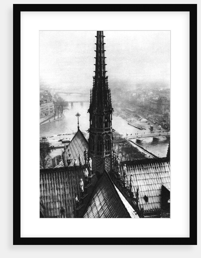 The spire of Notre Dame seen from the towers, Paris by Ernest Flammarion