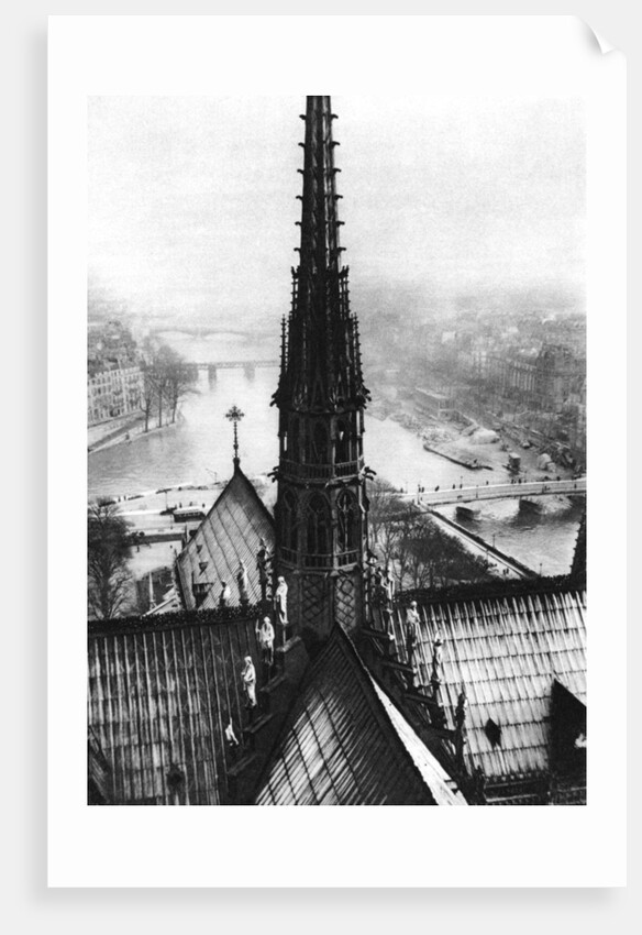 The spire of Notre Dame seen from the towers, Paris by Ernest Flammarion