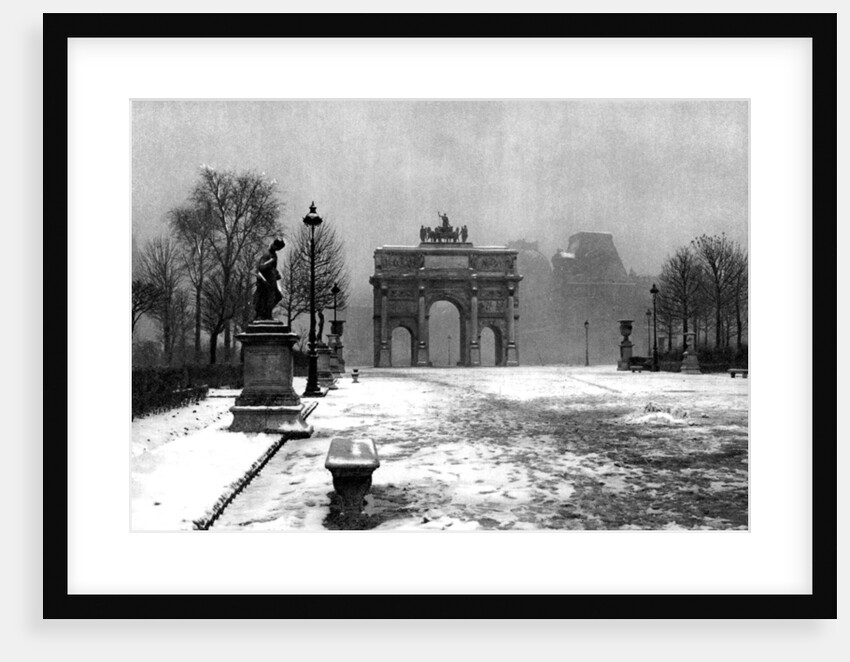 The Tuileries under snow and the Carrousel Arch, Paris by Ernest Flammarion