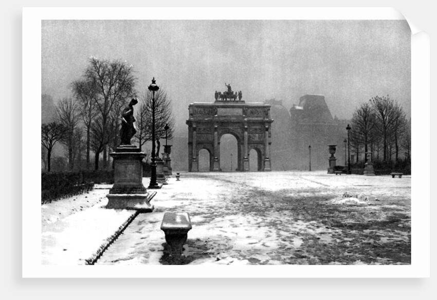 The Tuileries under snow and the Carrousel Arch, Paris by Ernest Flammarion