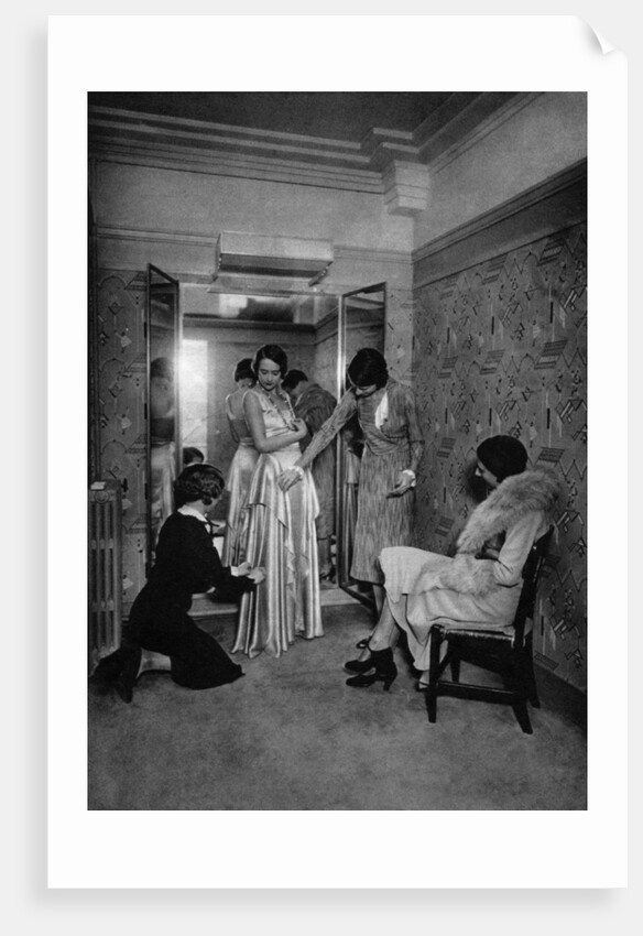 Trying on a dress at a great dressmakers, Paris by Ernest Flammarion