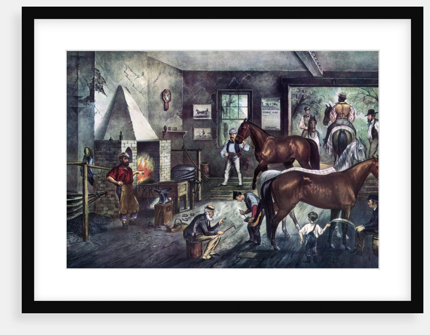 Trotting Cracks at the Forge by Currier and Ives