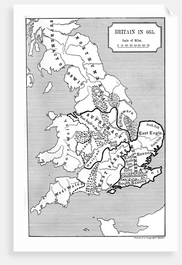 Map of Britain in 665 by Anonymous
