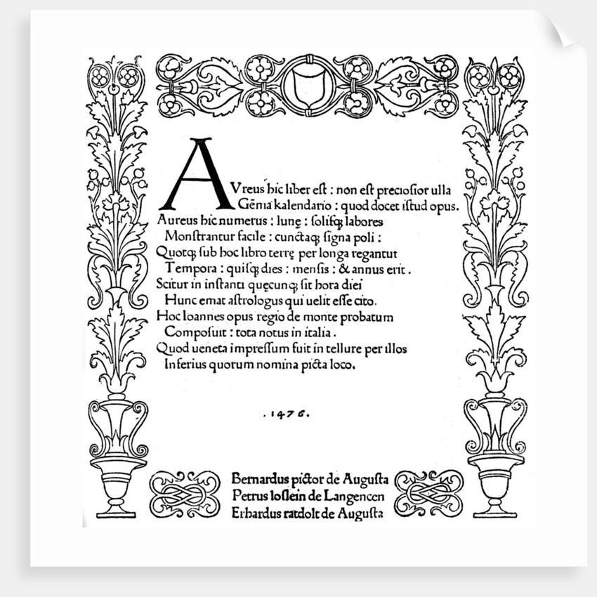 Title page of Kalendarium by Regiomontanus by Anonymous