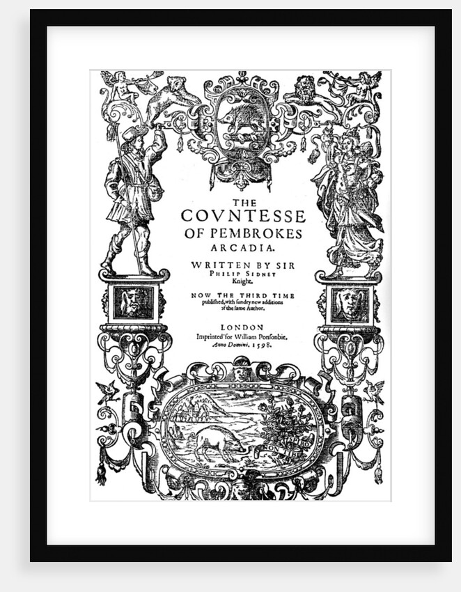 Title page of The Countess of Pembroke's Arcadia by Sir Philip Sidney, third edition by Anonymous