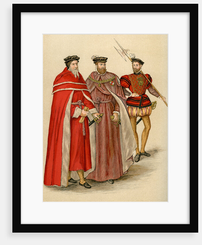 Two peers in their robes, and a halberdier by Anonymous