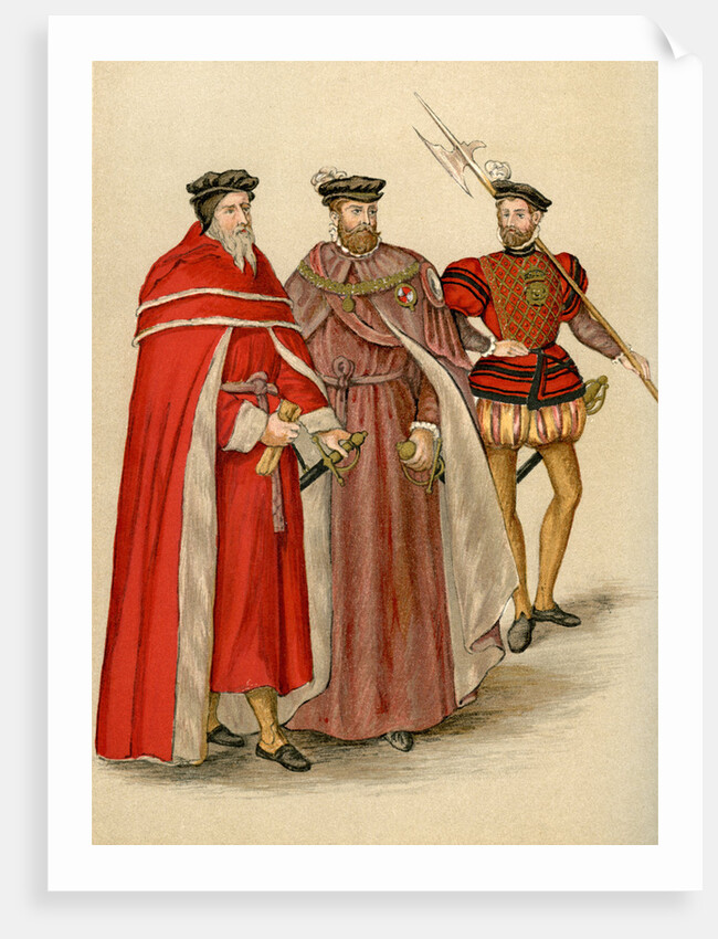 Two peers in their robes, and a halberdier by Anonymous