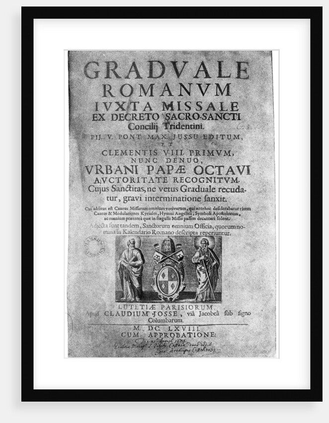 Title page of a Missal given by James II to John Brenan by Anonymous