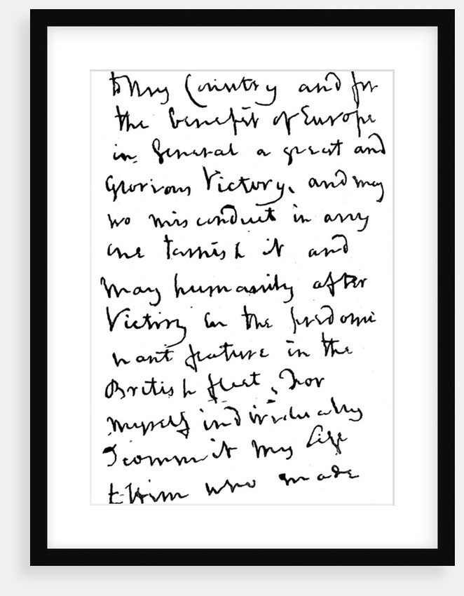 Part of a letter written by Nelson just before the Battle of Trafalgar by Anonymous
