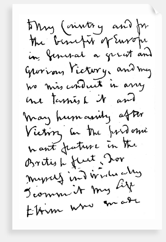 Part of a letter written by Nelson just before the Battle of Trafalgar by Anonymous