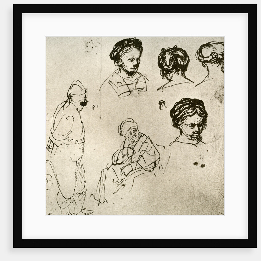 A page of sketches by Rembrandt Harmensz van Rijn