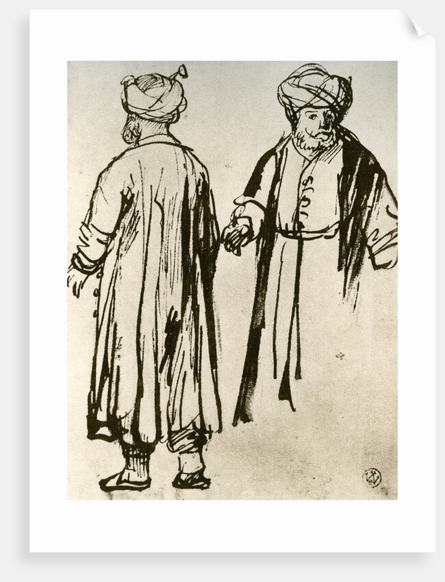 Two Turks Walking by Rembrandt Harmensz van Rijn