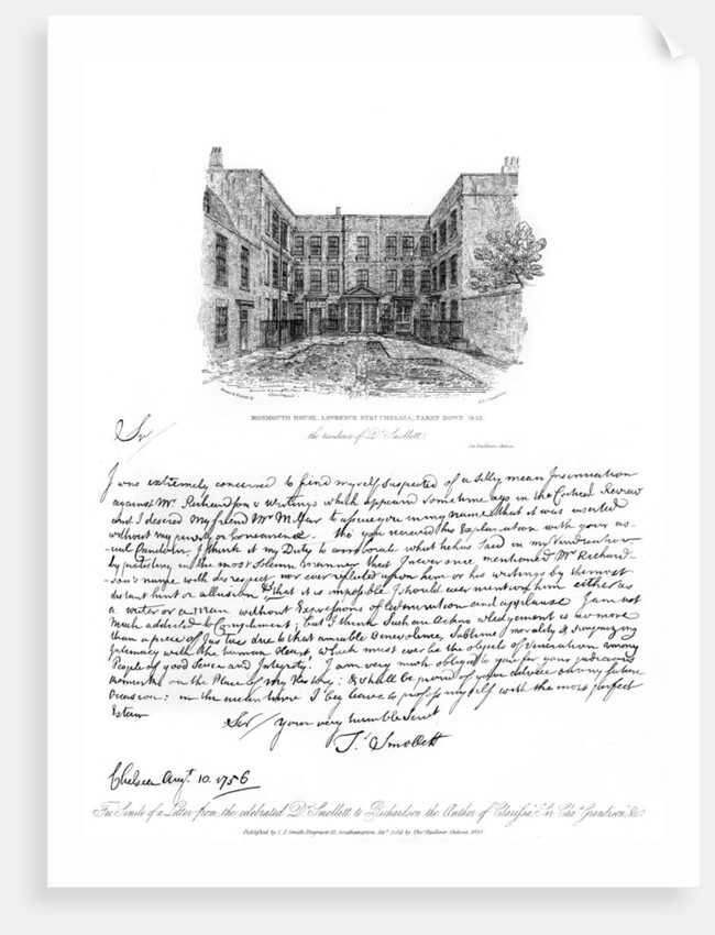 A letter from Dr Smollett to Samuel Richardson by Tobias George Smollett