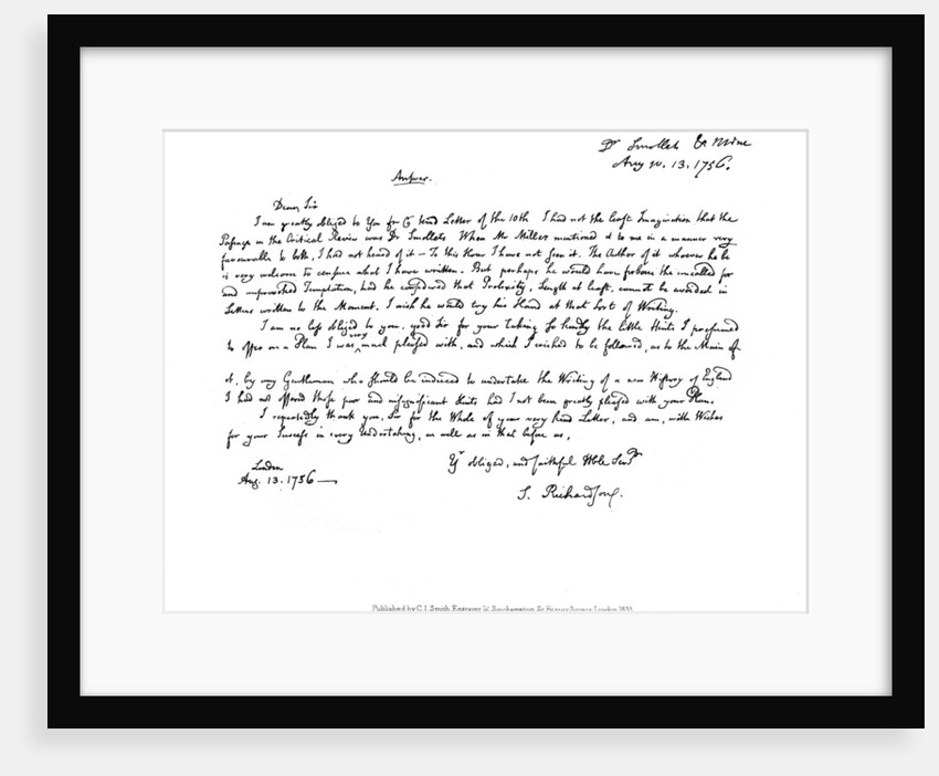 A letter from Samuel Richardson to Dr Smollett by Samuel Richardson