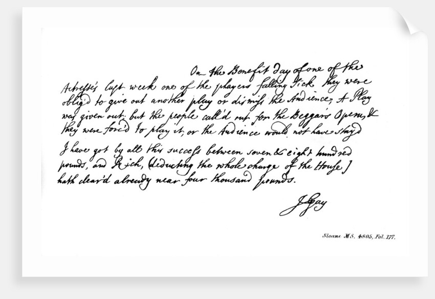 Part of a letter from John Gay to Dean Swift by John Gay