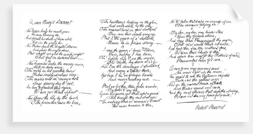 Queen Mary's Lament, poem in the handwriting of Robert Burns by Robert Burns