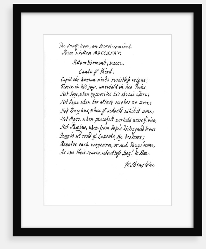Part of Shenstone's poem, The Snuff Box by William Shenstone