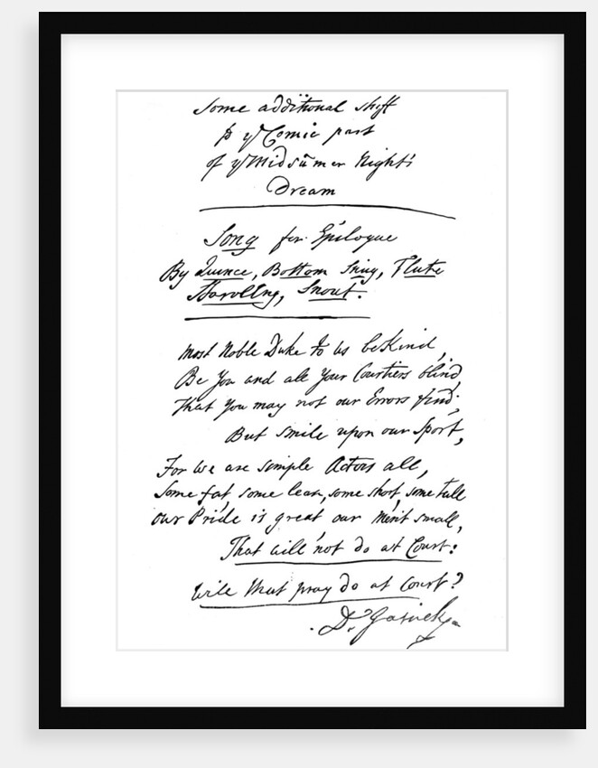 Additions to Shakespeare's A Midsummers Night's Deam by David Garrick by David Garrick