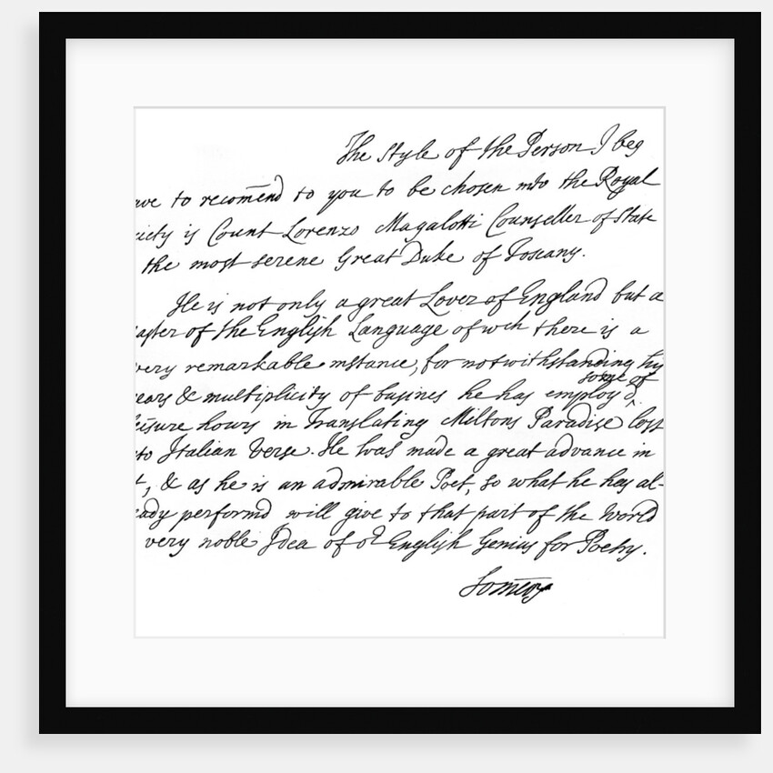 A letter letter from John, 1st Baron Somers by Sir Hans Sloane