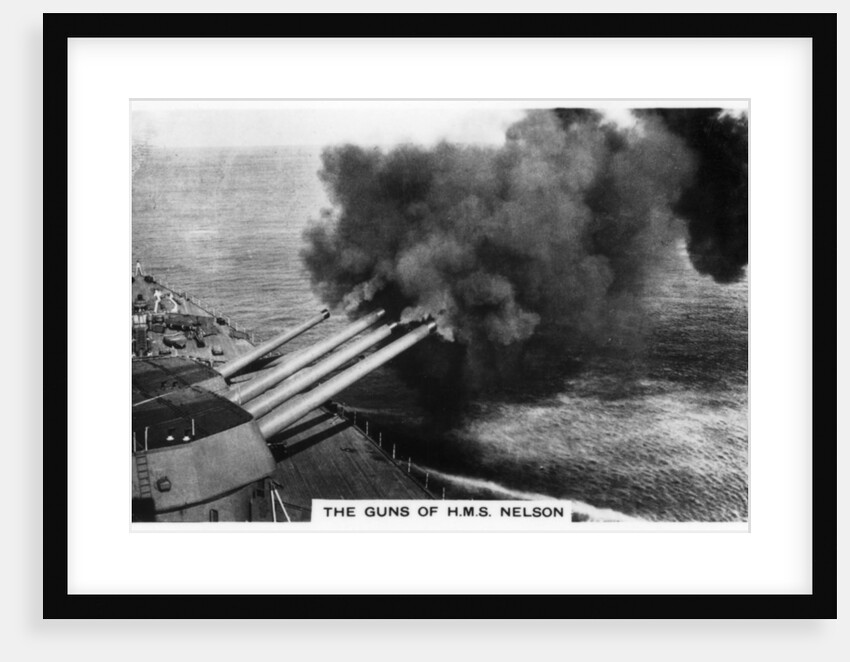 The guns of the battleship HMS Nelson firing by Anonymous
