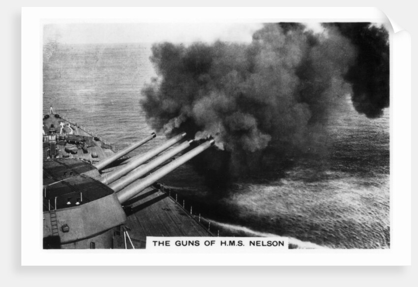 The guns of the battleship HMS Nelson firing by Anonymous