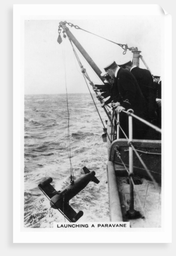 Launching a paravane from the battleship HMS Rodney by Anonymous