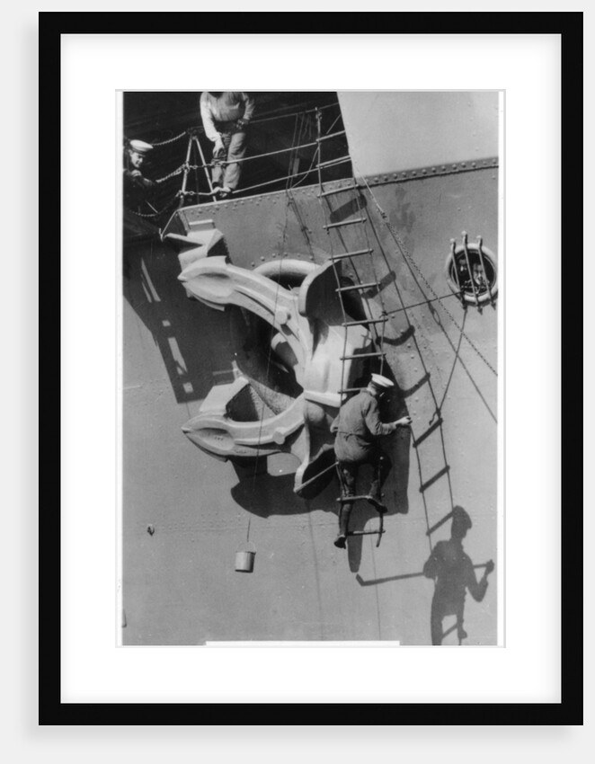 Painting the anchor of the aircraft carrier HMS Courageous by Anonymous