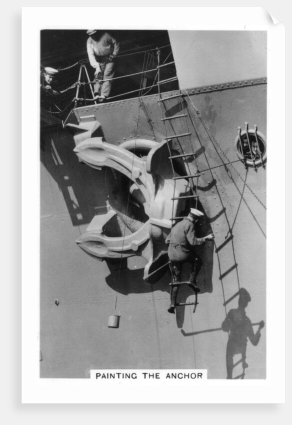 Painting the anchor of the aircraft carrier HMS Courageous by Anonymous