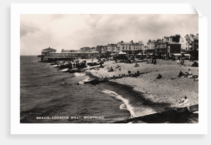 Beach, looking west, Worthing, Sussex by Anonymous
