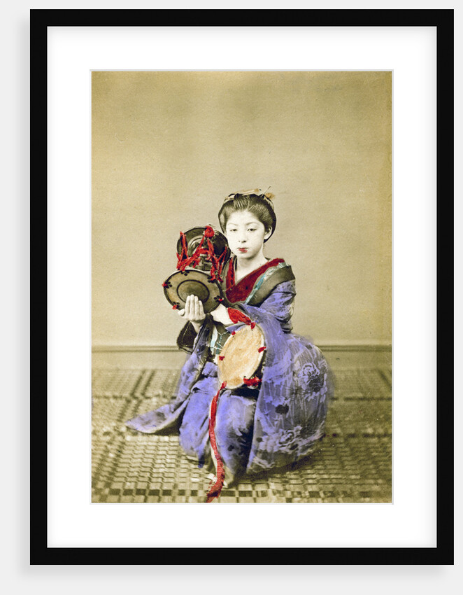 Geisha playing the tsuzumi, Japan by Felice Beato