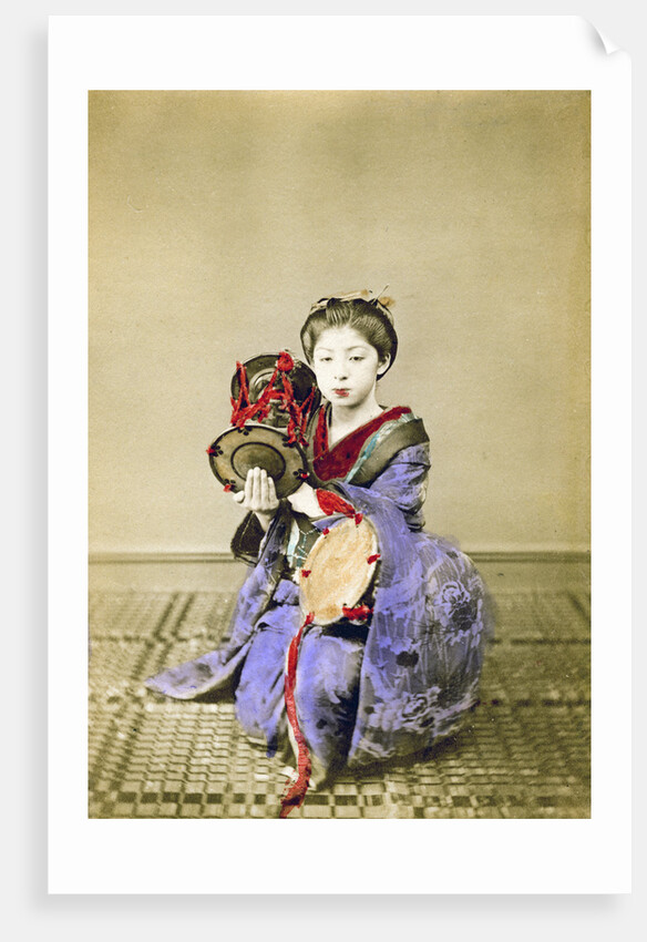 Geisha playing the tsuzumi, Japan by Felice Beato